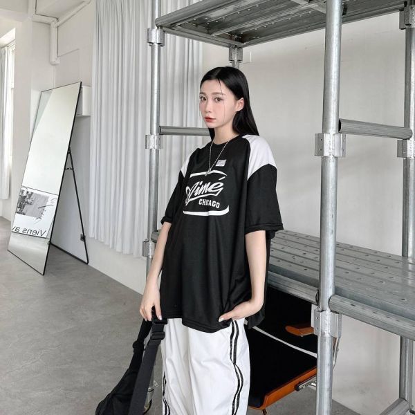 【現貨】Aime肩袖撞色拼接短Tee 