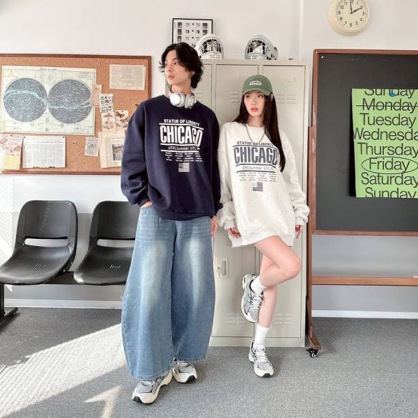 CHICAGO英字刷毛大學Tee 