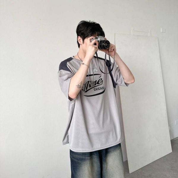 【現貨】Aime肩袖撞色拼接短Tee 