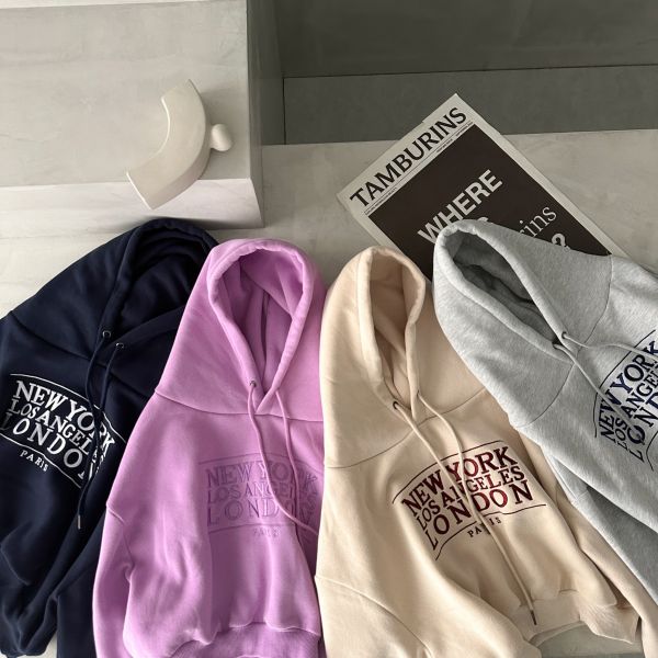 刺繡字母短版刷毛帽Tee 