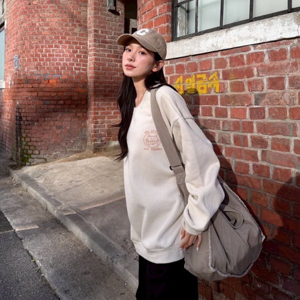 CROSS麵包貓咪刷毛大學Tee 