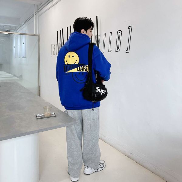 反差笑臉插圖刷毛帽Tee 