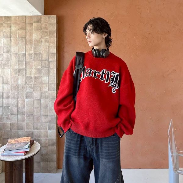 哥德字撞色毛衣 