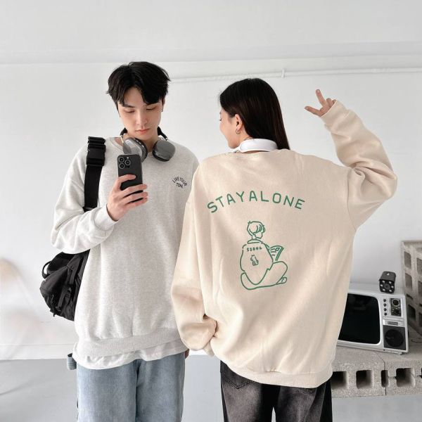STAYALONE看書男孩刷毛大學Tee 