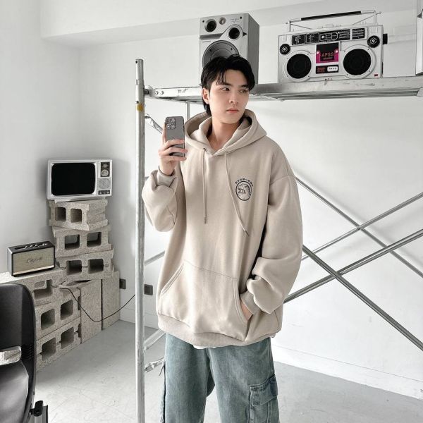 日語恐龍印花刷毛帽Tee 