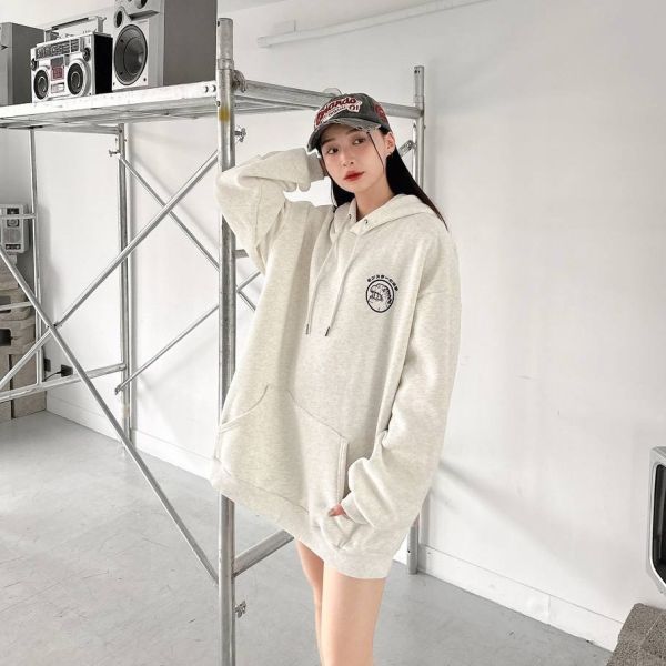 日語恐龍印花刷毛帽Tee 