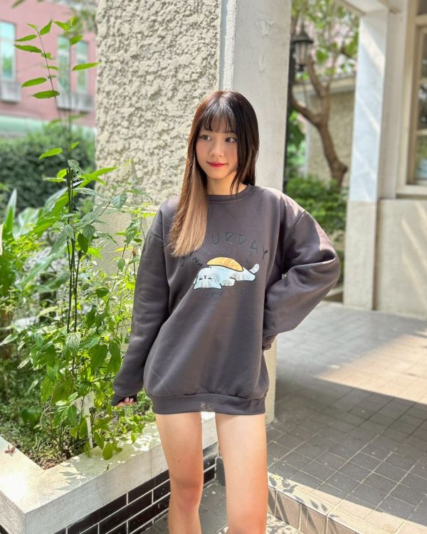 【現貨】耍廢貓咪刷毛大學Tee 