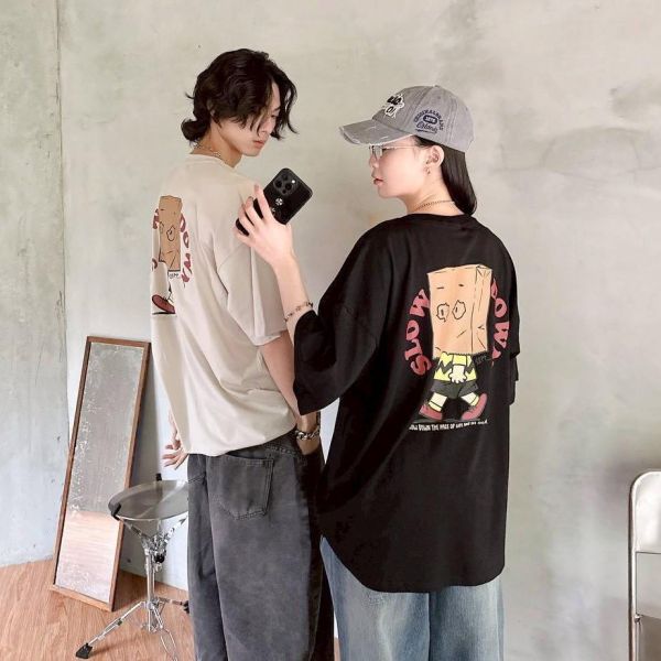 slow down蒙面紙袋男孩印花短Tee 