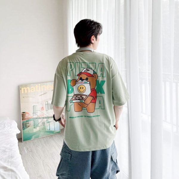 【現貨】PIZZA小熊外送員印花Tee 