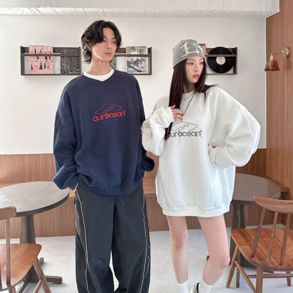 aurocean美式刺繡刷毛大學Tee 