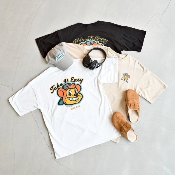 Take it Easy美式帽子猴印花短Tee 