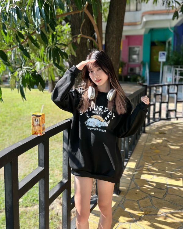 【現貨】耍廢貓咪刷毛大學Tee 