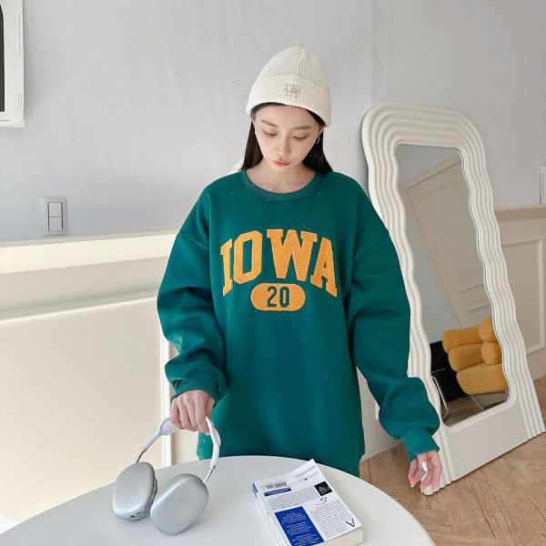 毛巾繡IOWA字母刷毛大學Tee 