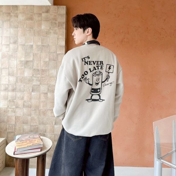 電池先生印花刷毛大學Tee 