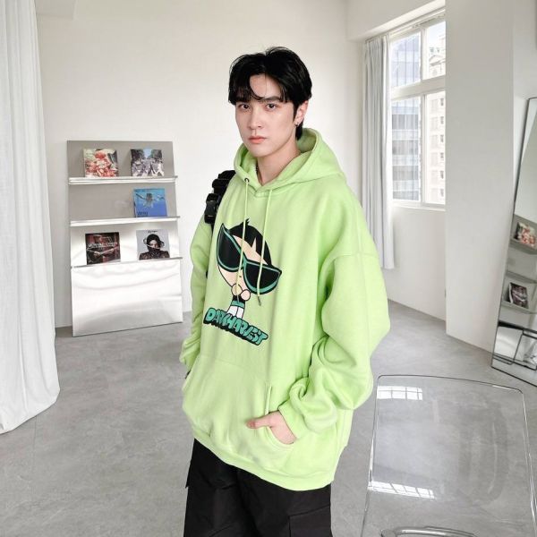 【現貨】 飛天小女警印花刷毛帽Tee 