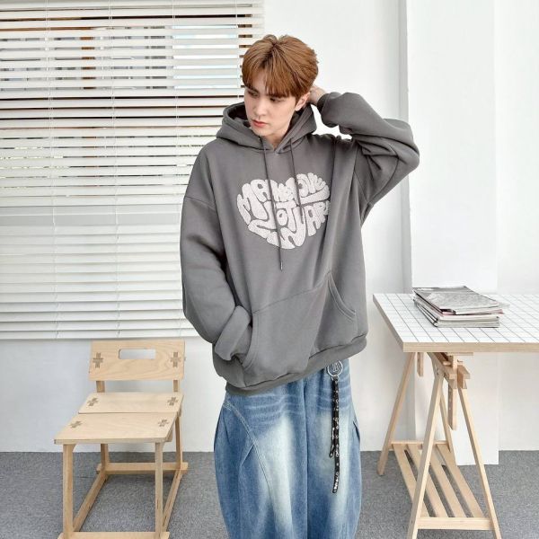 愛心英字毛巾繡刷毛帽Tee 