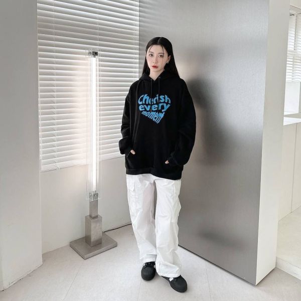 【現貨】Cherish愛心英字刷毛帽Tee 