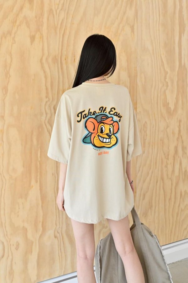Take it Easy美式帽子猴印花短Tee 