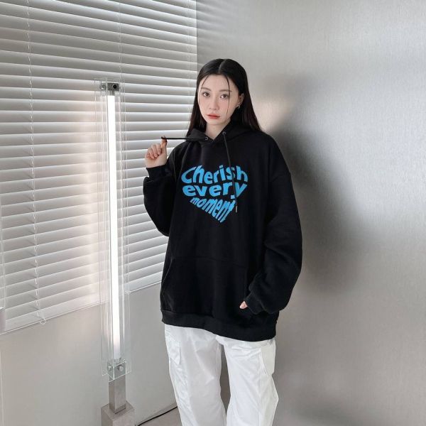 【現貨】Cherish愛心英字刷毛帽Tee 