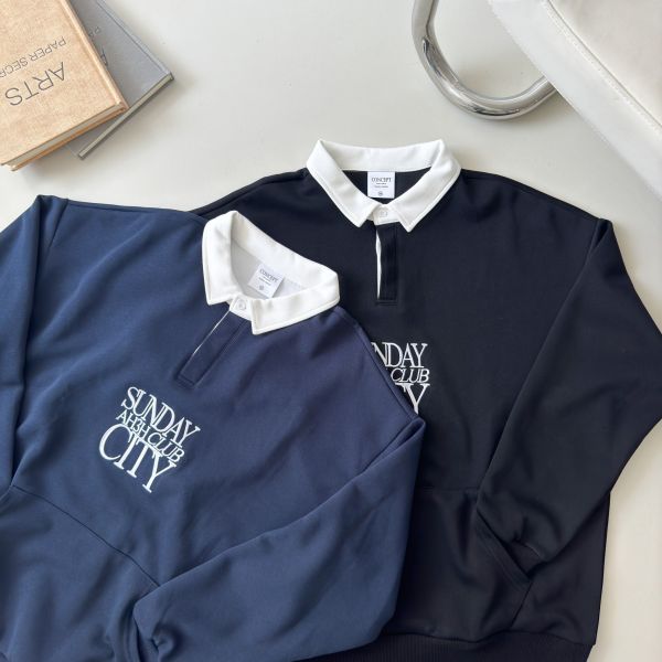 刺繡英字撞色領POLO衫 