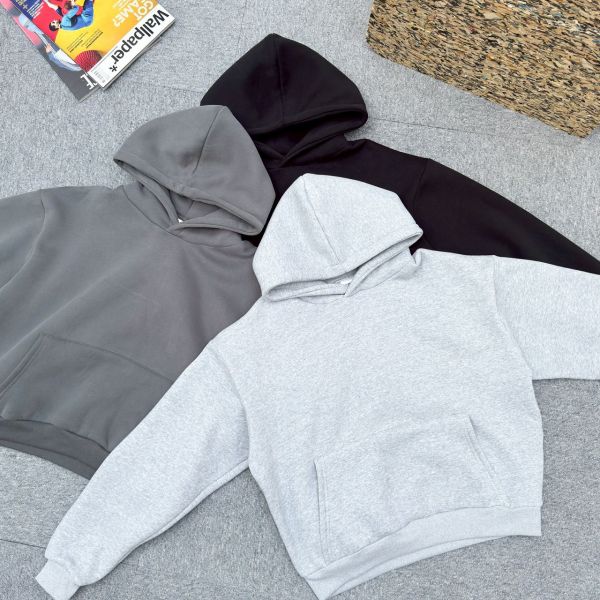 【現貨】短寬素色刷毛帽Tee 