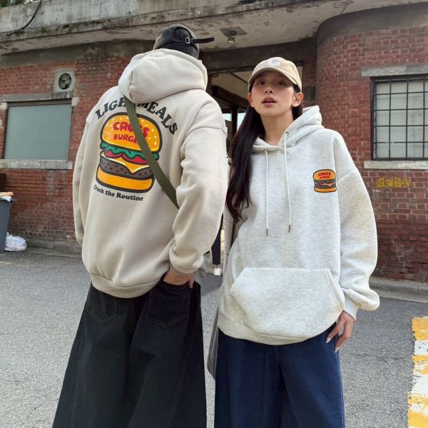 CROSS BUGER印花刷毛帽Tee 