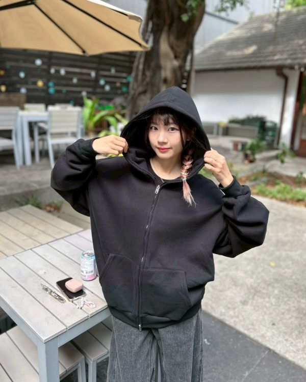 【現貨】雙拉鍊寬短版連帽棉外套 