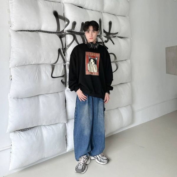 I DO中指貓印花大學Tee 