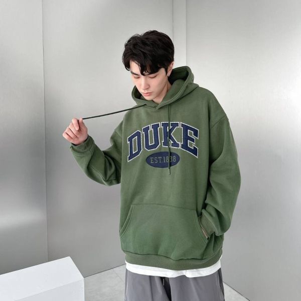 刺繡美式DUKE刷毛帽Tee 