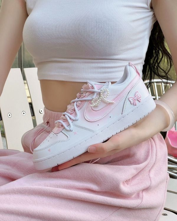 【訂製款】Nike Court Borough Low2 珍珠蝴蝶結 - 女款 