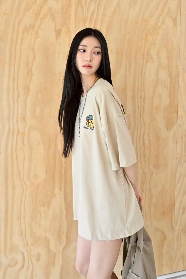 Take it Easy美式帽子猴印花短Tee 