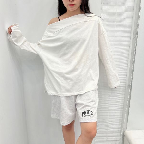 【現貨】慵懶感-一字領長版棉Tee 