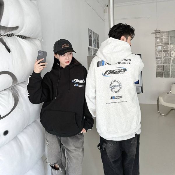 nGP斑駁感字體雙線刷毛帽Tee 