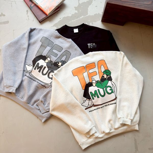 TEA  MUG咖啡杯大叔刷毛大學Tee 