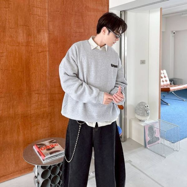 SNOW雪人插畫感刷毛大學Tee 