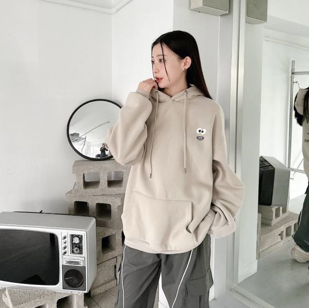 【現貨】手繪感心情表情刷毛帽Tee 