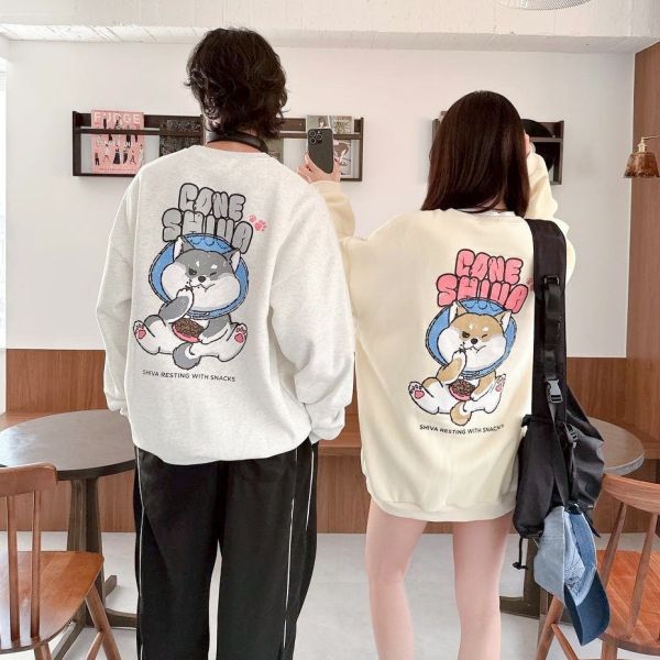 CONE SHIVA插畫感柴犬印花刷毛大學Tee 