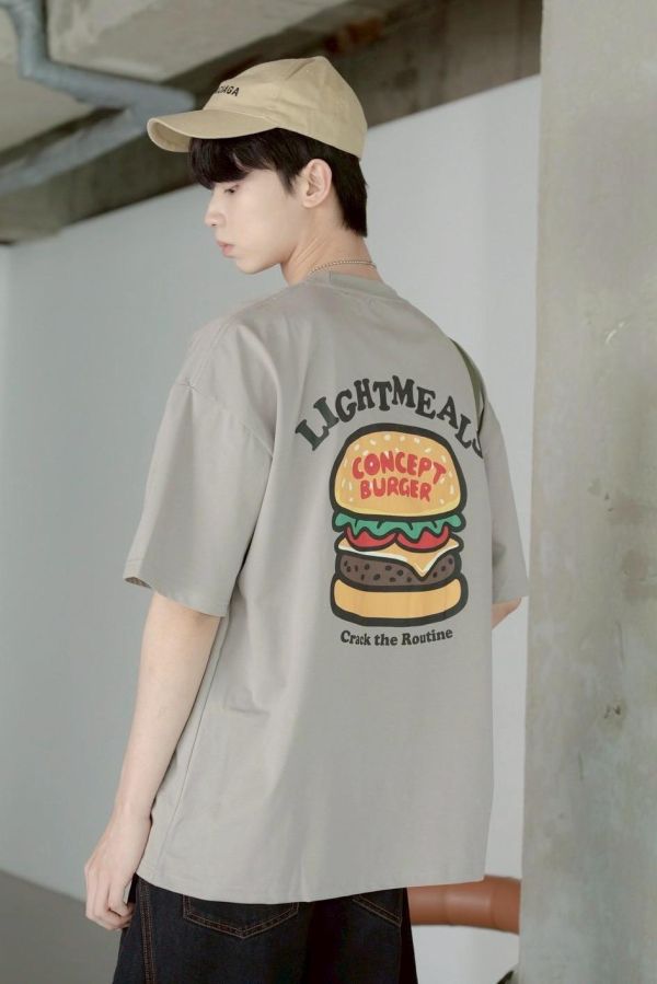 【SORONA®】LIGHTMEALS漢堡印花涼感短Tee 