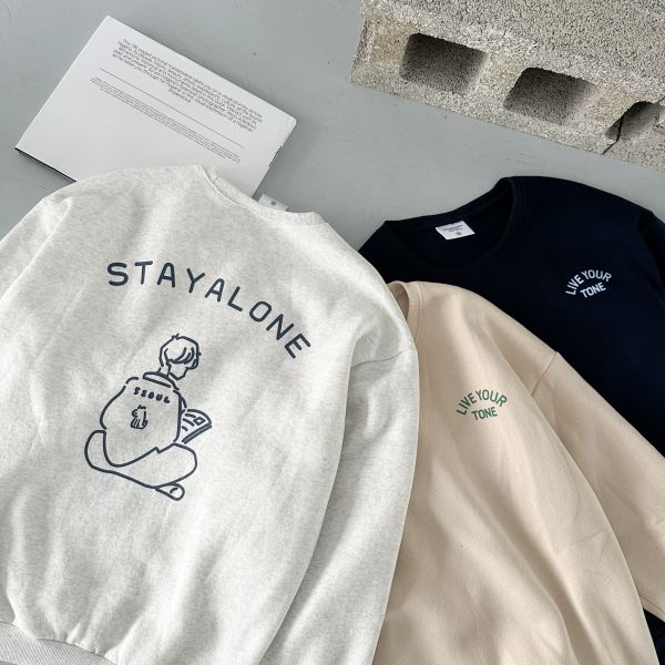 STAYALONE看書男孩刷毛大學Tee 