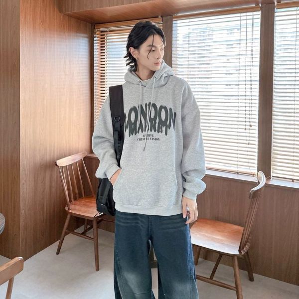 LONDON水墨印花刷毛帽Tee 