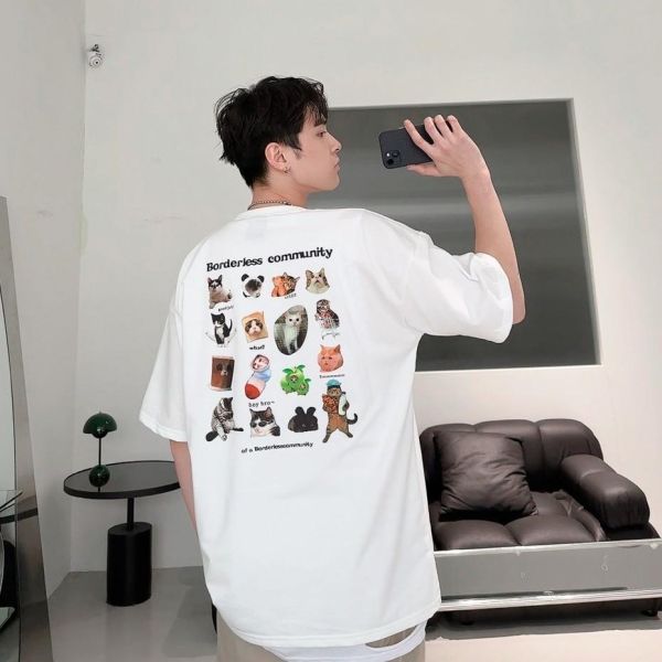 【現貨】超Q滿版貓咪貼圖短Tee 