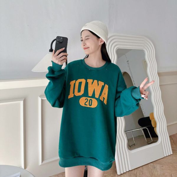 毛巾繡IOWA字母刷毛大學Tee 