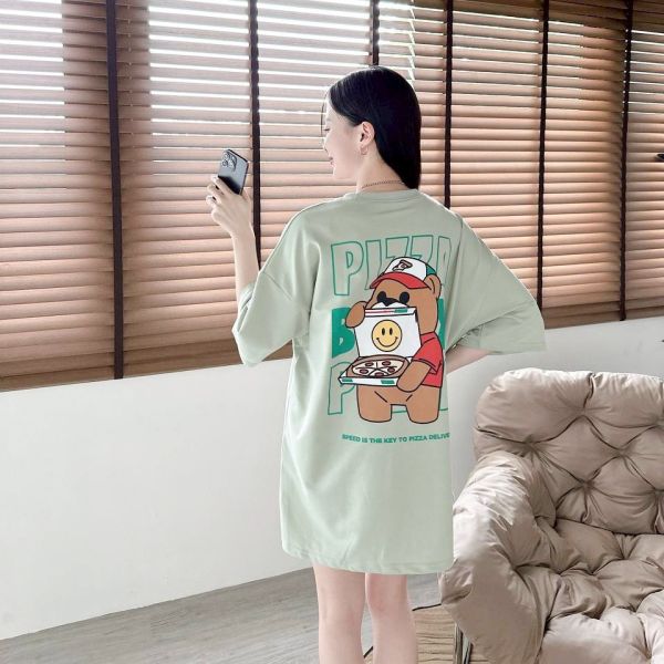 【現貨】PIZZA小熊外送員印花Tee 