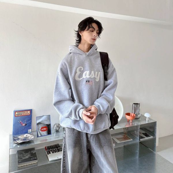 Easy美國旗刺繡刷毛帽Tee 