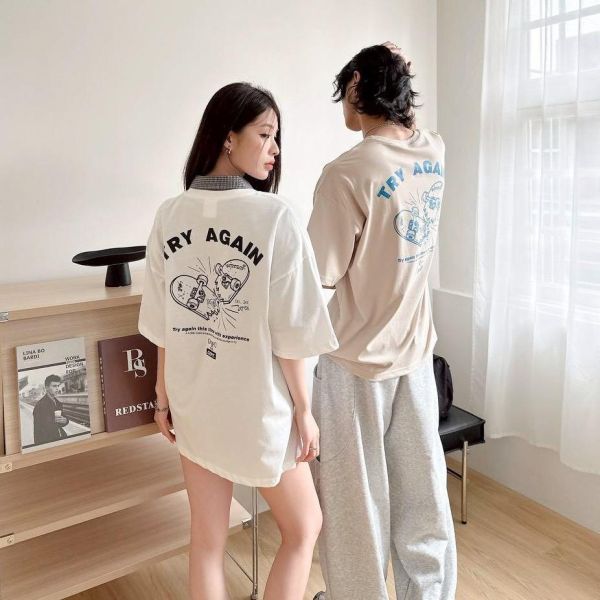 TRY AGAIN斷裂滑板印花短Tee 