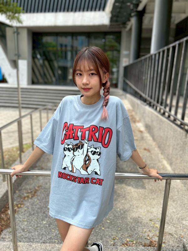 【現貨】CATTRIO 搖滾墨鏡貓印花Tee 