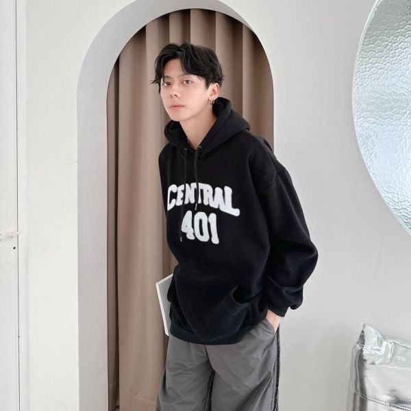 CENTRAL 401噪點噴漆印花刷毛帽Tee 