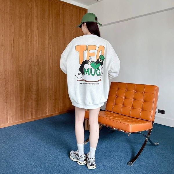 TEA  MUG咖啡杯大叔刷毛大學Tee 