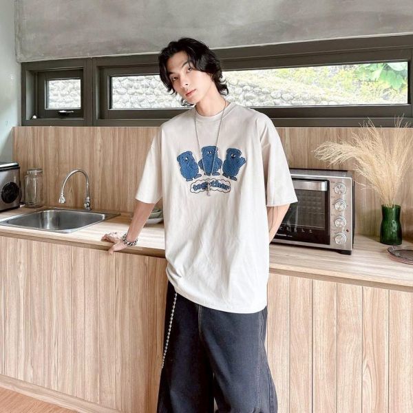 together毛巾刺繡小熊短Tee 