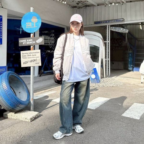 SanFrancisco肩章刺繡鋪棉棒球外套 